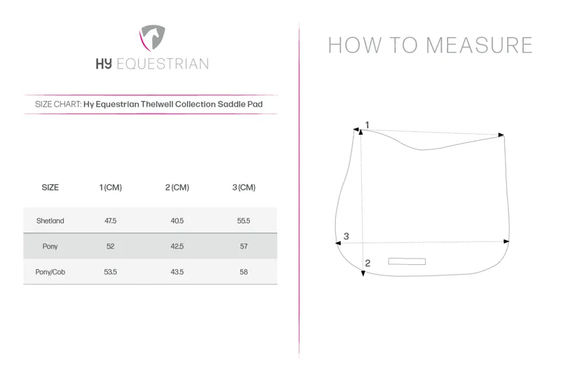 Hy Equestrian Saddlecloth Size Guide